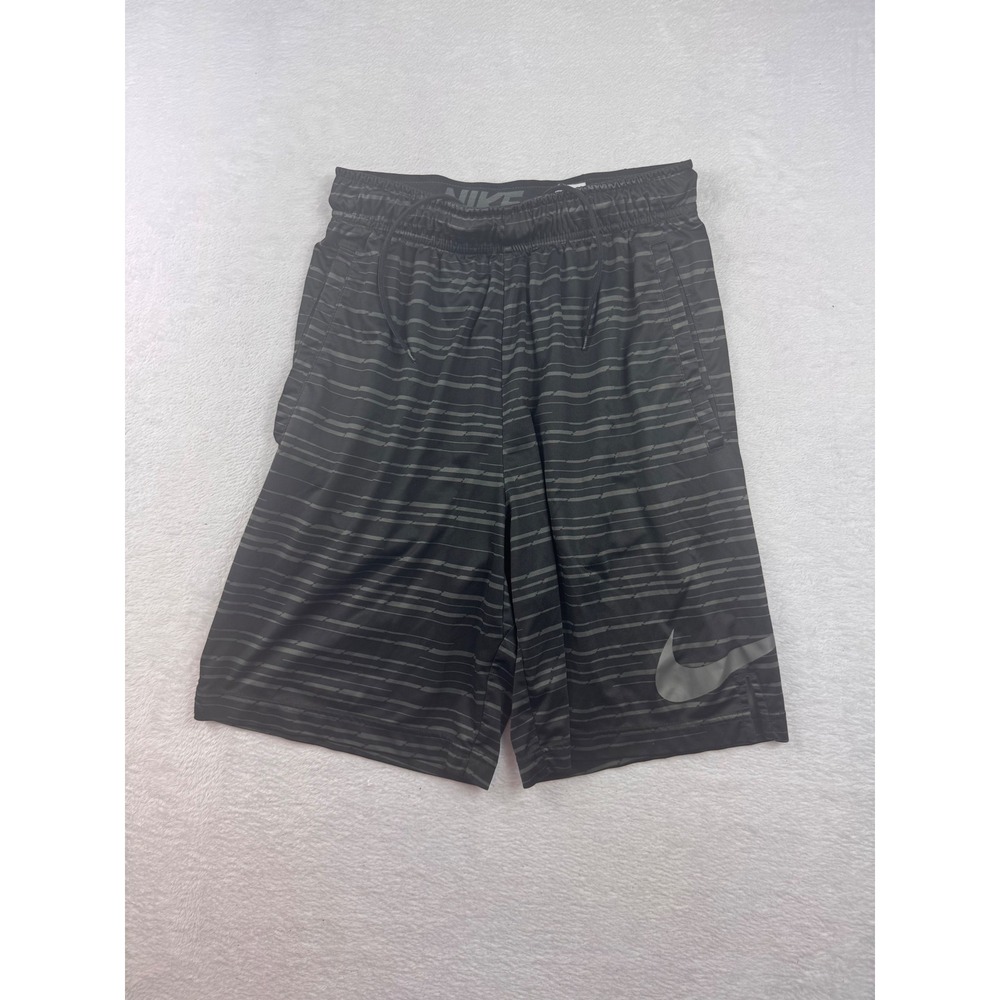 Nike Mens Basketball Shorts Black Grey Striped Athletic Training Size Small